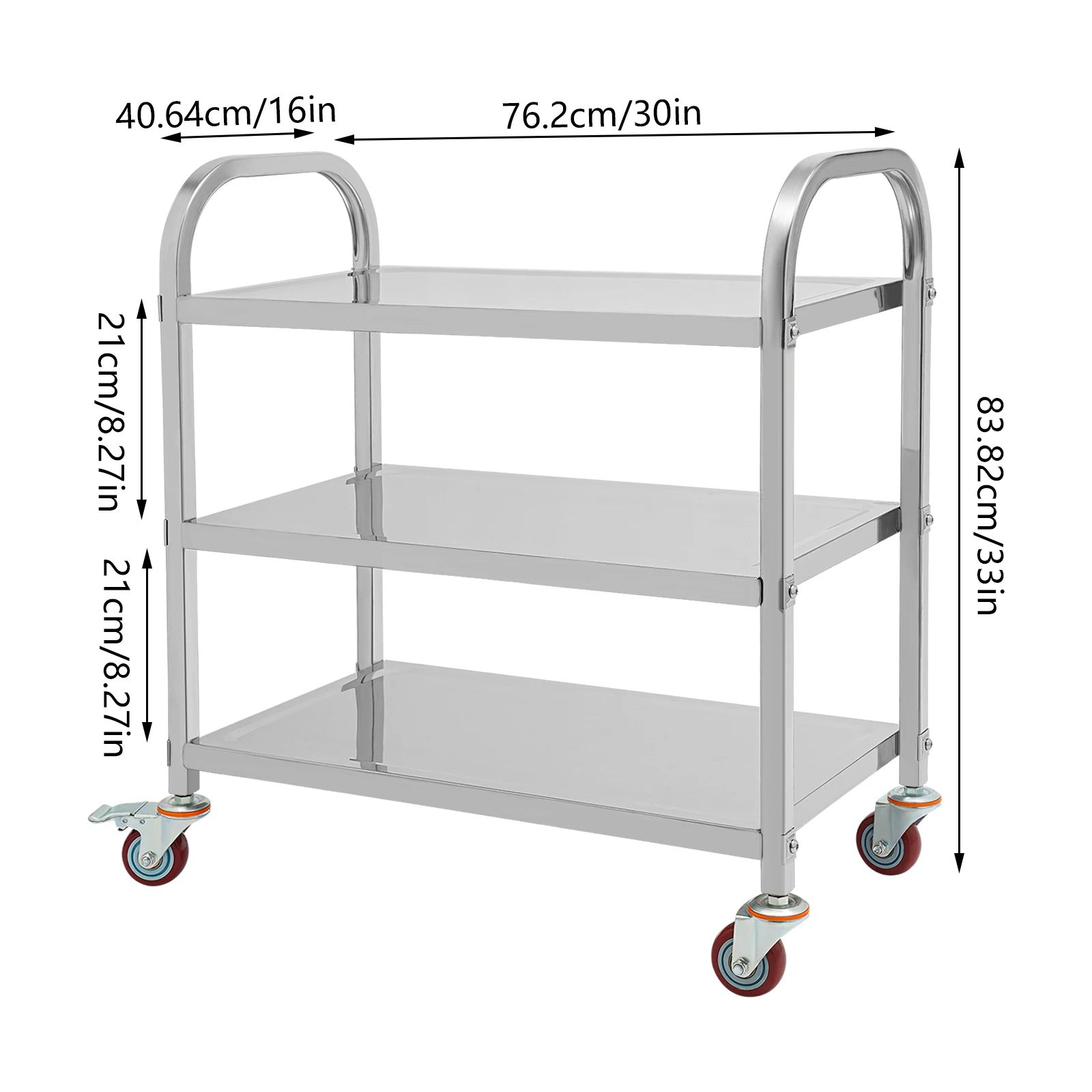3 Tier Stainless Steel Kitchen Trolley Cart Utility Serving Storage Rolling Car Shelf Kitchen Trolley Car used in Beauty Clubs/Spa Clubs/Hotels image 7