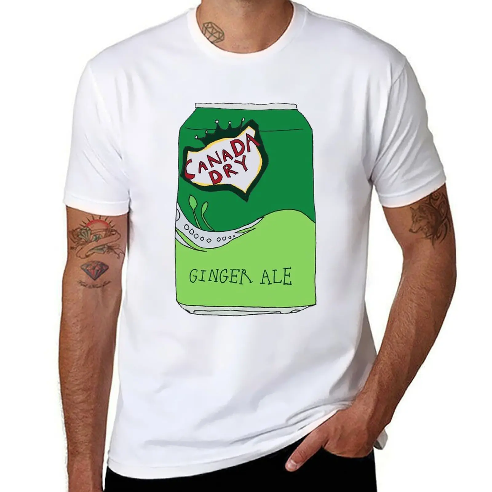 Camiseta Ginger Ale Soda Can para hombre, camisetas divertidas de algodón, camiseta de humor oscuro