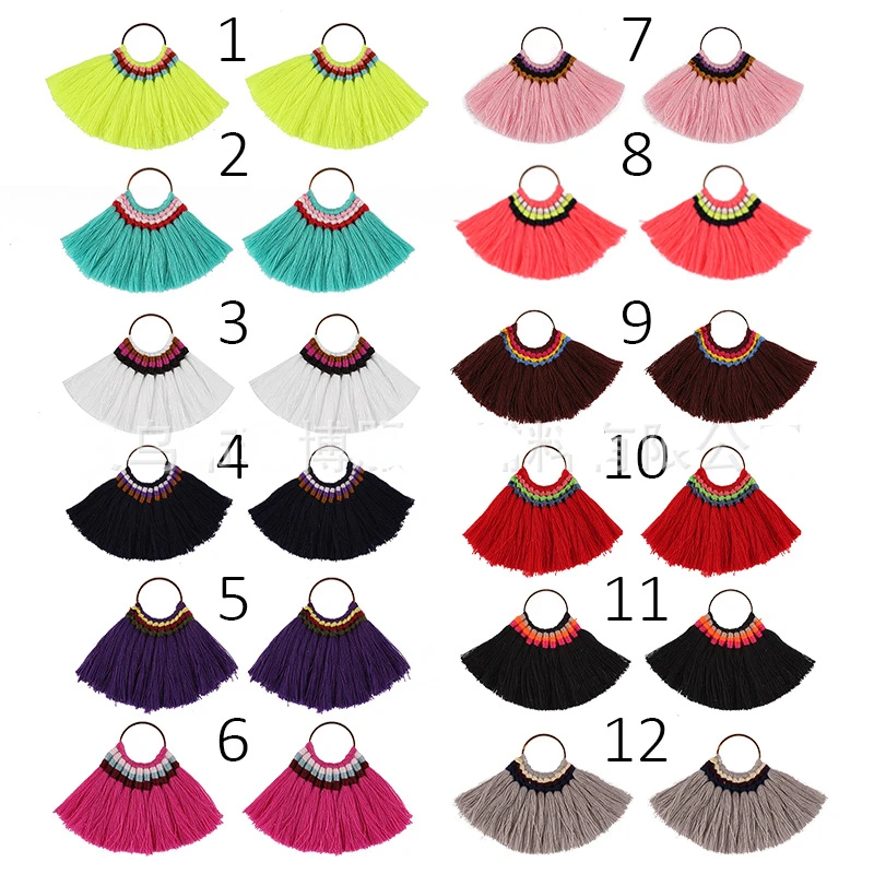 200pc/lot Wholesale Row Earrings Fringe Trim Tassel Jewelry Pendant Fan-shaped Hanging