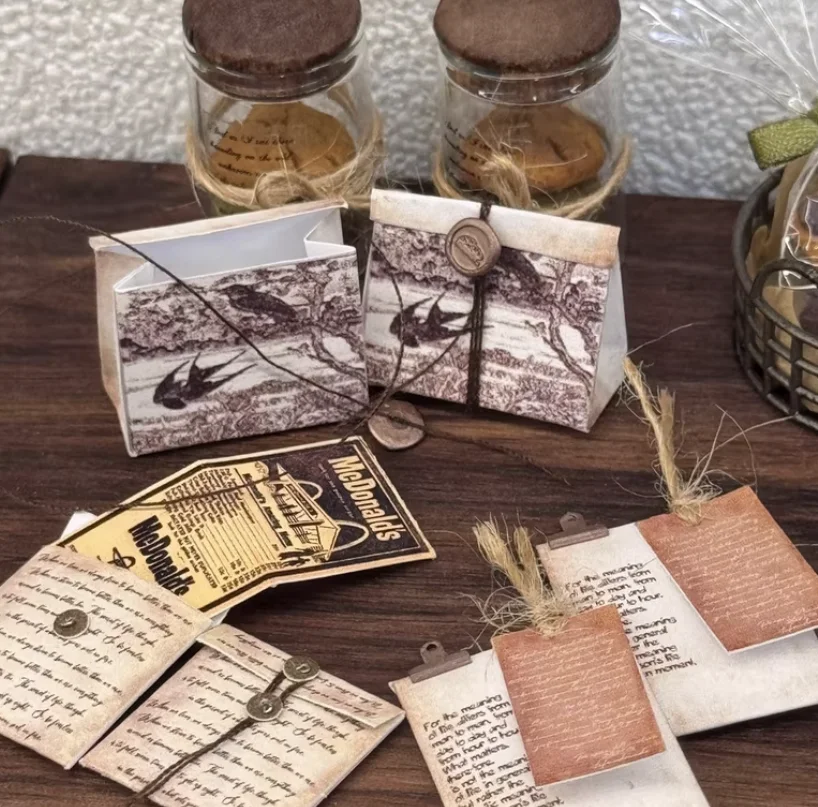 Handmade Miniature Clay Food Toys Mini Lunch Meat Can Bread Bear Cookies Dollhouse Decor Realistic 1/6 Dollhouse Play Food Set