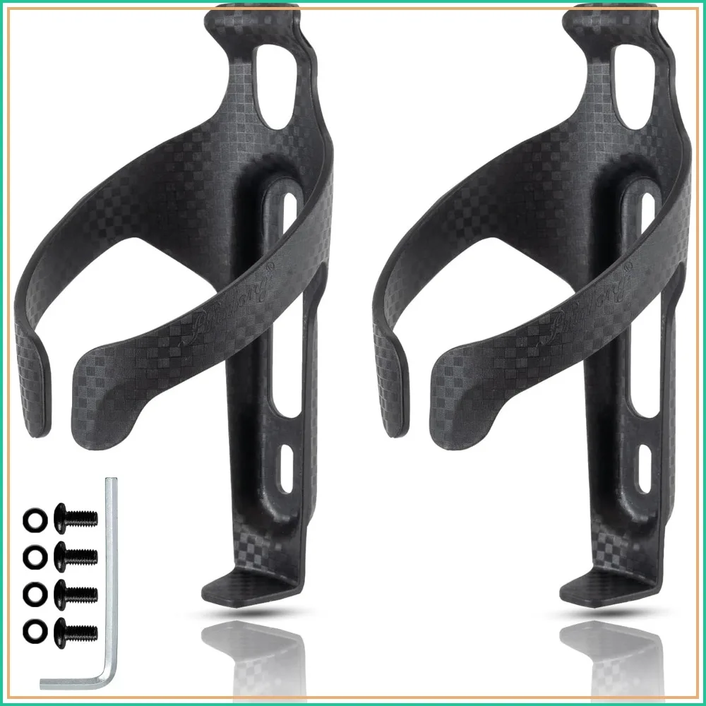 

Aerodynamic Bike Water Bottle Holder, 2-Pack, Lightweight Nylon Carbon Fiber, Universal Fit for Road MTB Gravel, Matte Black