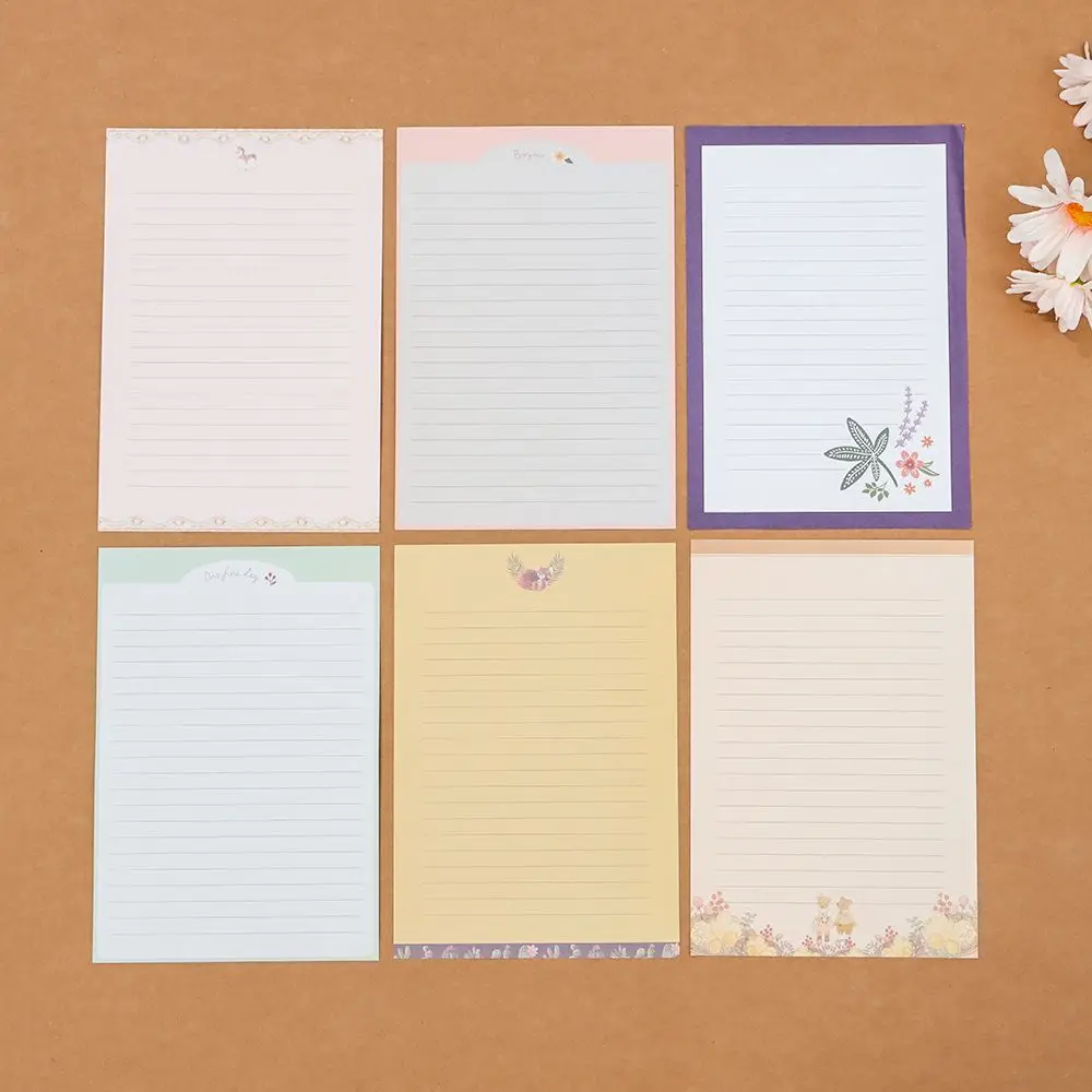 Letter Stationery Set 6PCS Writing Paper With 3PCS Envelopes Variety Designs Cartoon Animal Flower Printing