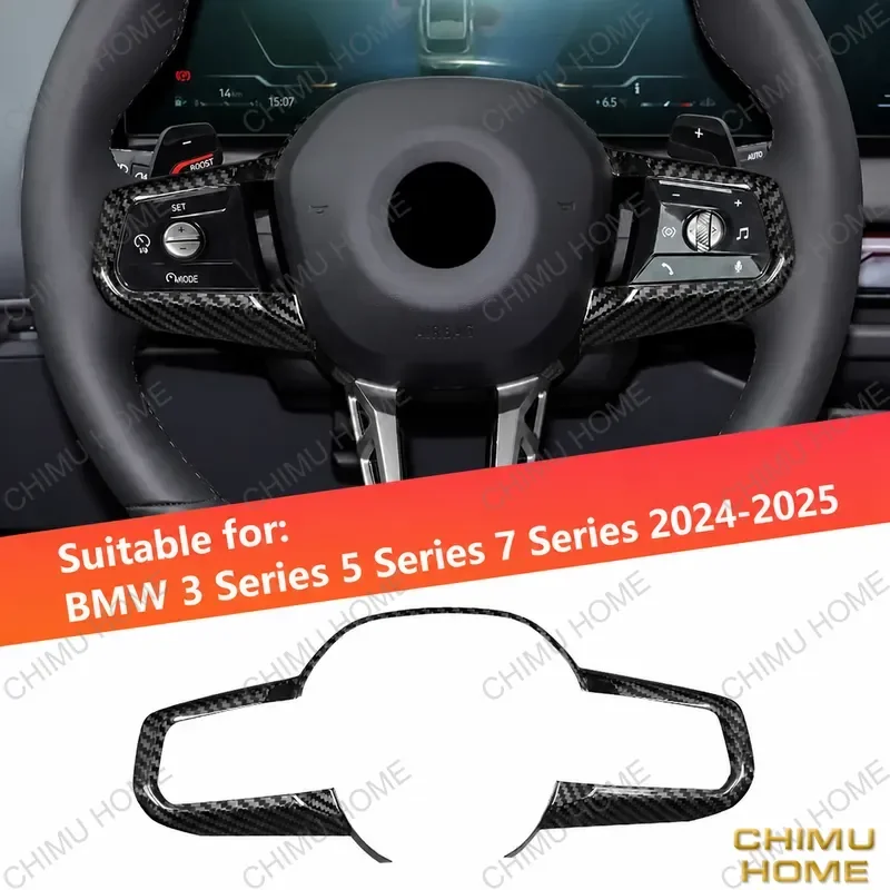 【CHIMU HOME】 Real Carbon Fiber Steering Wheel Trim Sticker for BMW 1 2 3 4 Series F20 F30 F32 Interior Car Styling