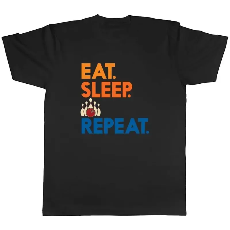 Eat Sleep Bowling Mens T-Shirt Bowler Bowling Bowl Sports Game Competition Tee