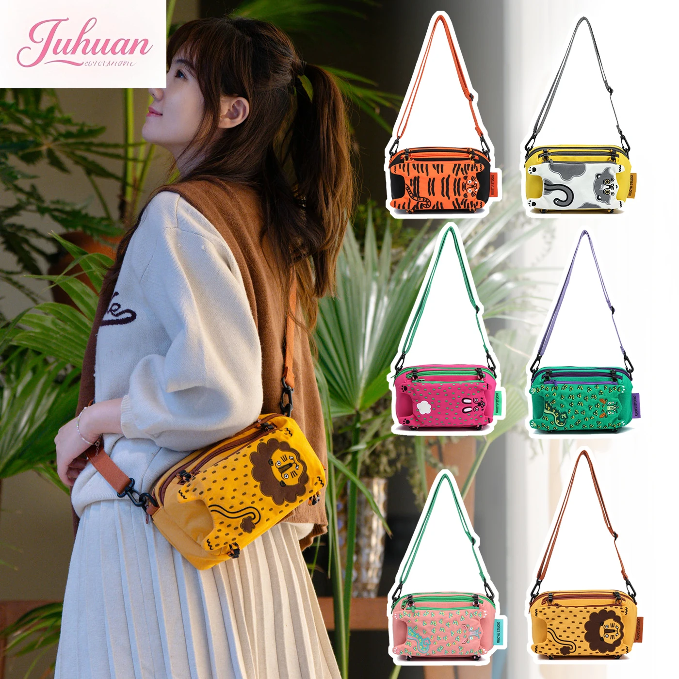 Original Design Crossbody Bags for Women Cute Cartoon Anime  Animal Girls Cloth Bag Casual Multi Layer Sweet  Ladies Handbags