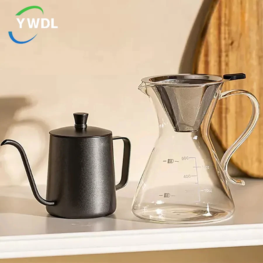 YWDL Hand Brewed Coffee Pot Set Home Ice Drip Sharing Pot With Filters Kitchen Coffeware Pour Over Coffee Drip Kettle