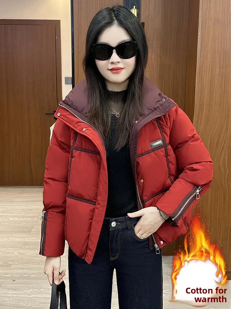 Faionable ort down algodão jaet feminino thi casaco quente inverno novo sle sli commute versão coreana solto ajuste