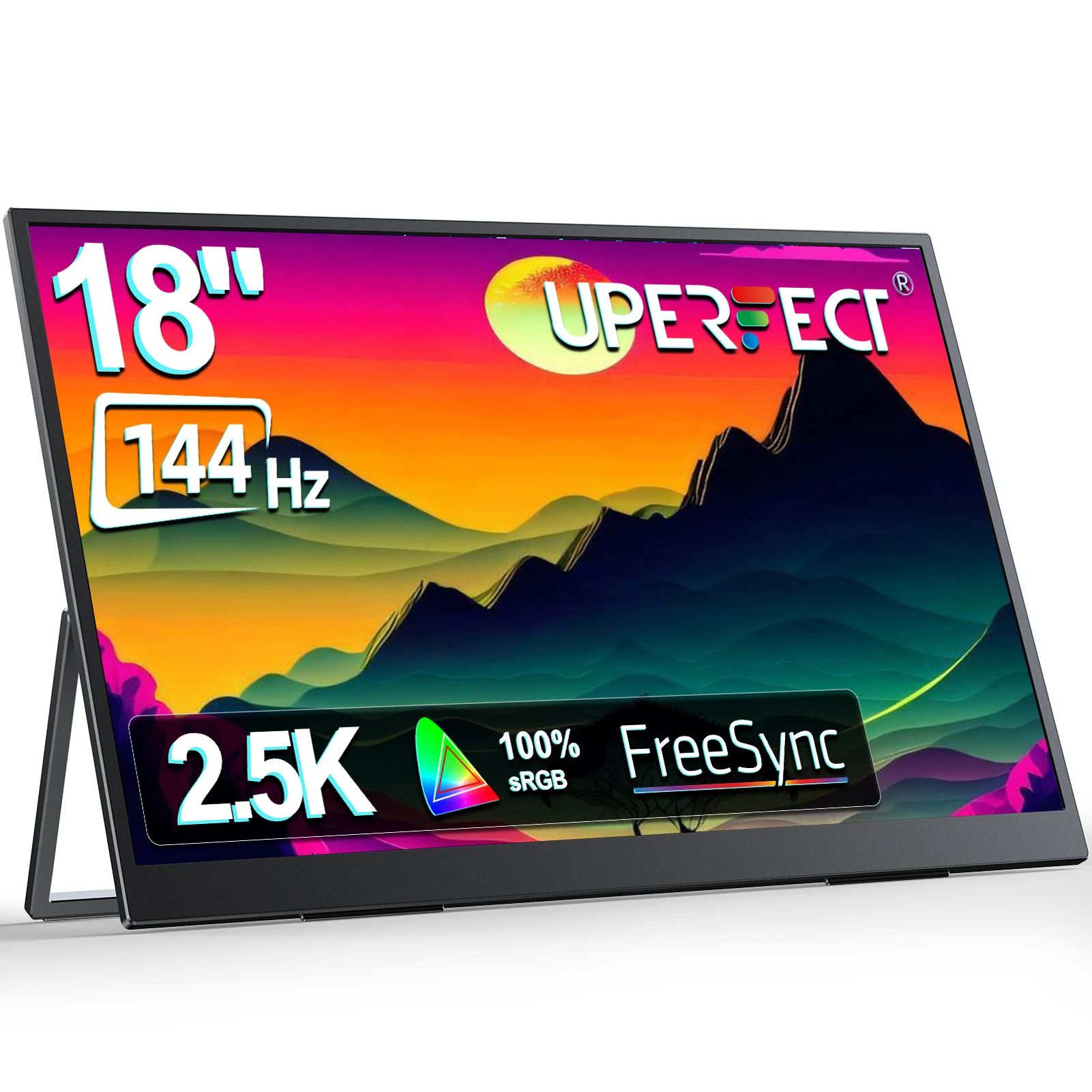 

Портативный монитор UPERFECT 2,5K, 144 Гц, 18 дюймов, 2560x1600 QHD, 100% DCI-P3, дисплей для ноутбука, IPS-игровой экран для ПК, телефона, PS4/5 Switch