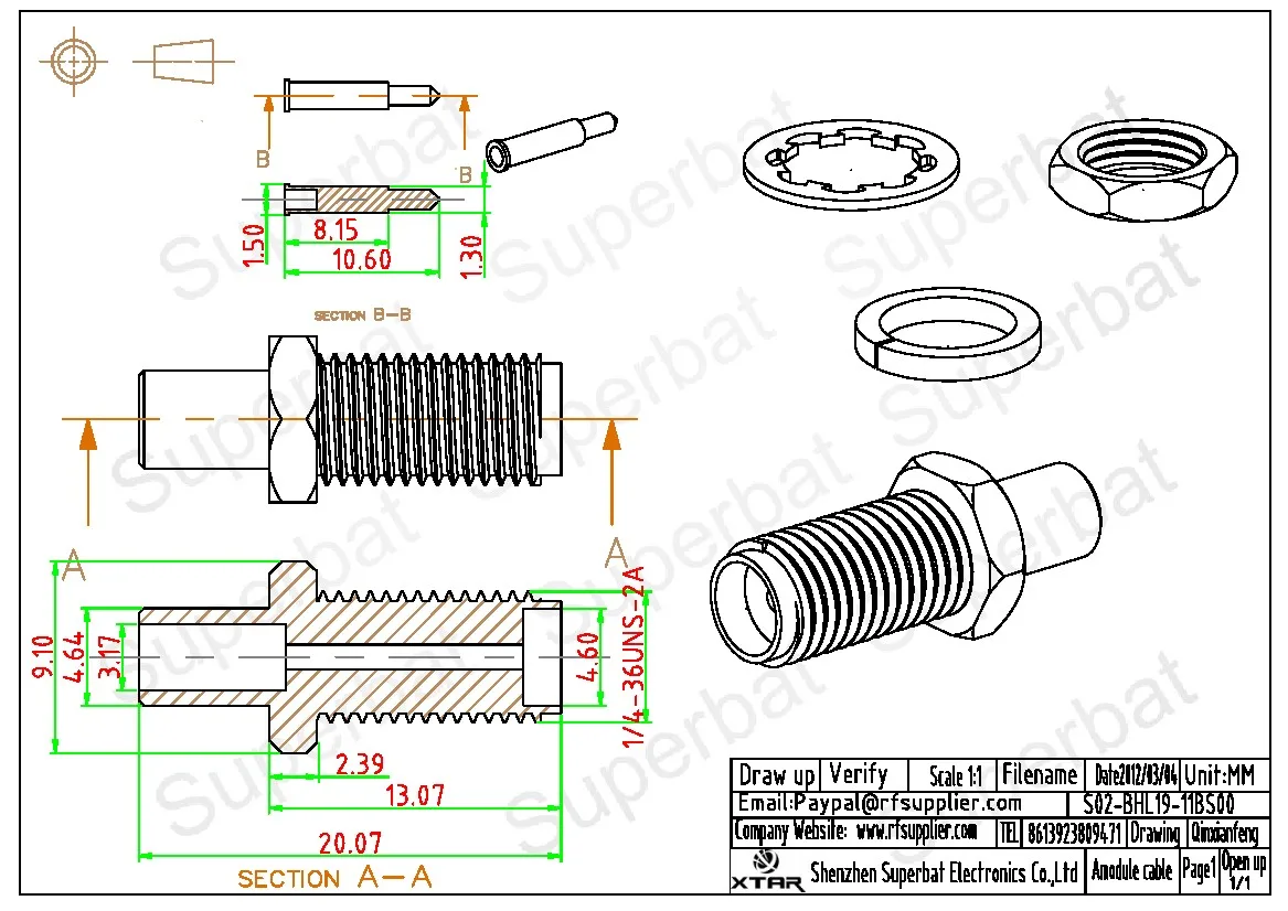 Superbat RP-SMA Vrouwelijke (Plug Centrum Moer) Schot Crimp Connector Voor Kabel RG58, LMR195,RG400,RG142