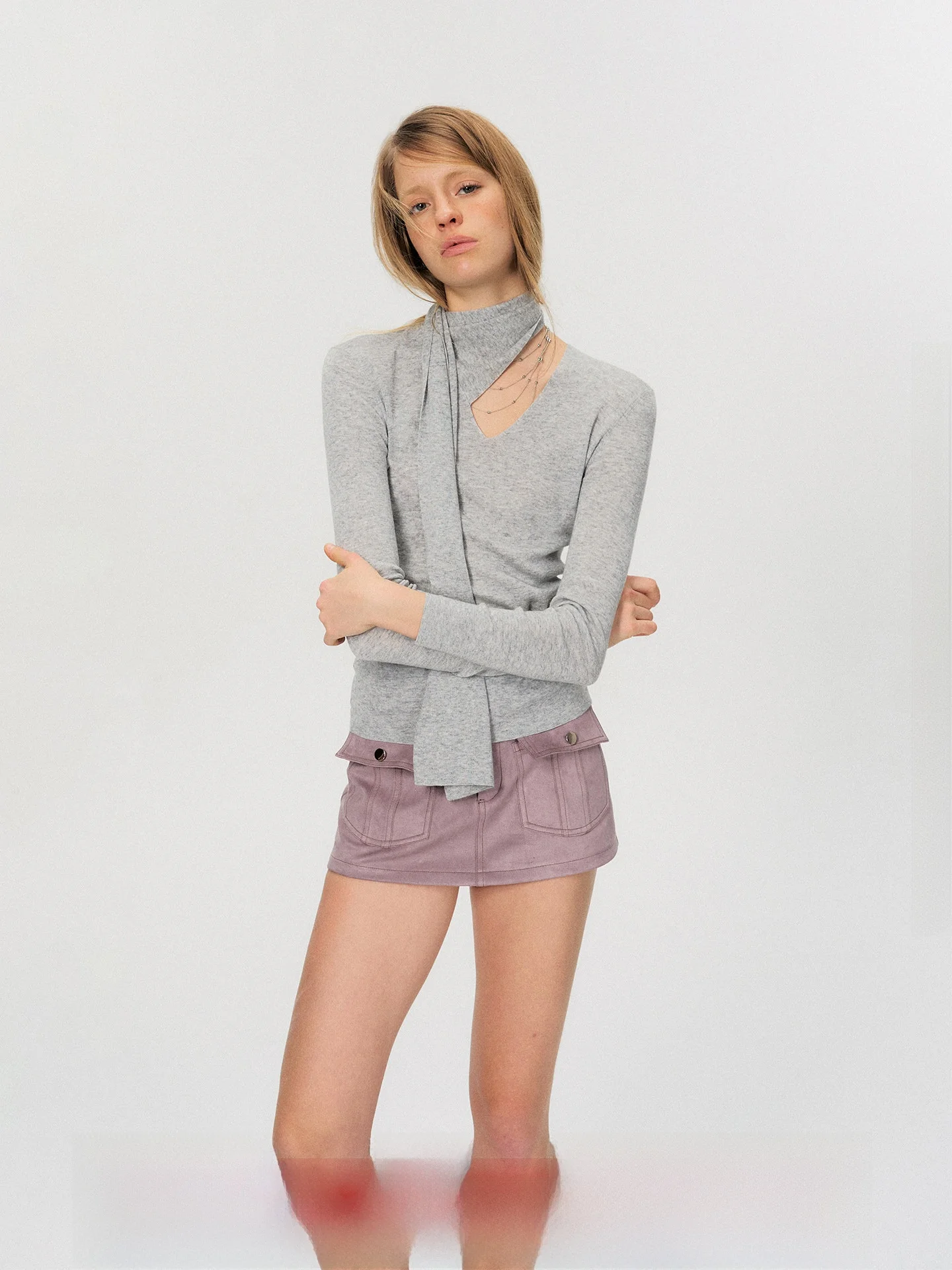 

Оригинальный топ-шарф NeverMore Spring Series Slim Fit из вязаной шерсти для женщин, модный, из смесовой ткани (полиэстер, акрил, нейлон), с длинными рукавами