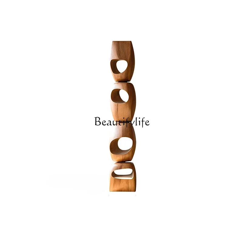 Bed and breakfast hotel decoration living room entrance abstract wood carving floor ornament solid wood sculpture