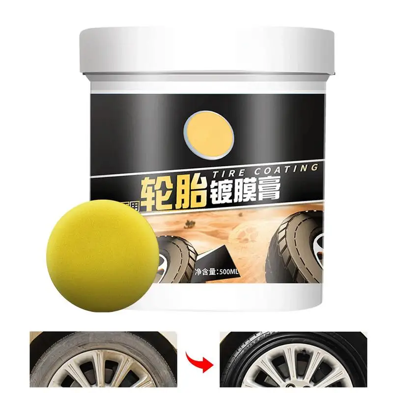 Tire Shine Wax Auto Black Crystal Gloss Shine Coating Paste 500ml Tire Maintenance Tool For SUVs RVs Sedans Mini Cars And Trucks