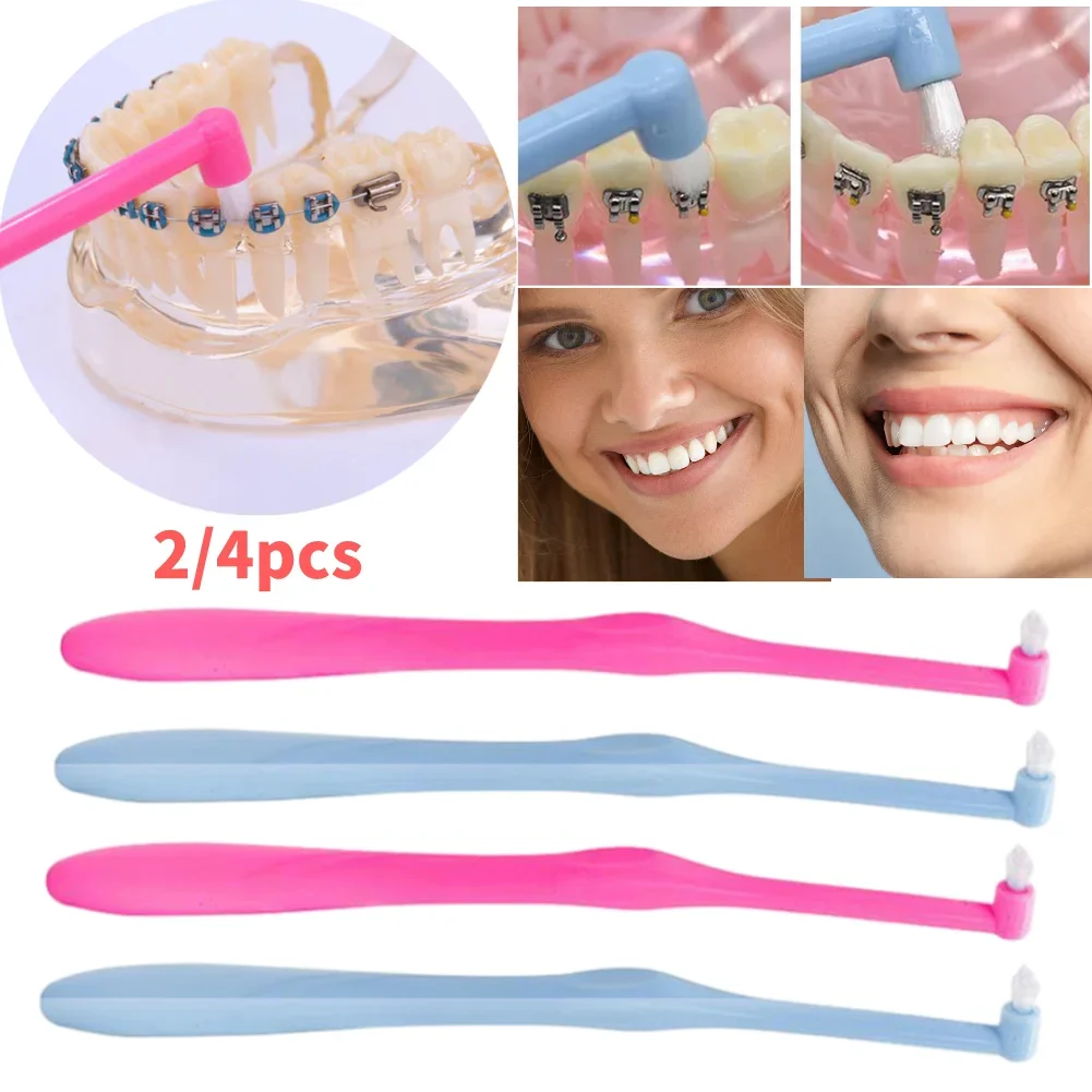 

2/4pcs Interdental Brush Monoblock Brush Oral Interdental Tooth Brush Soft Hair Orthodontic Brush Correction Teeth Braces Floss