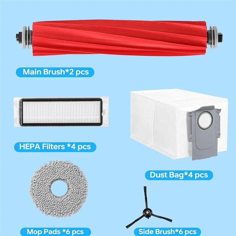 

ABMH-For Roborock Q Revo Robot Vacuum Cleaner Rolling Brushes Filters Dust Bags Mop Pads Side Brushes Accessories Kit