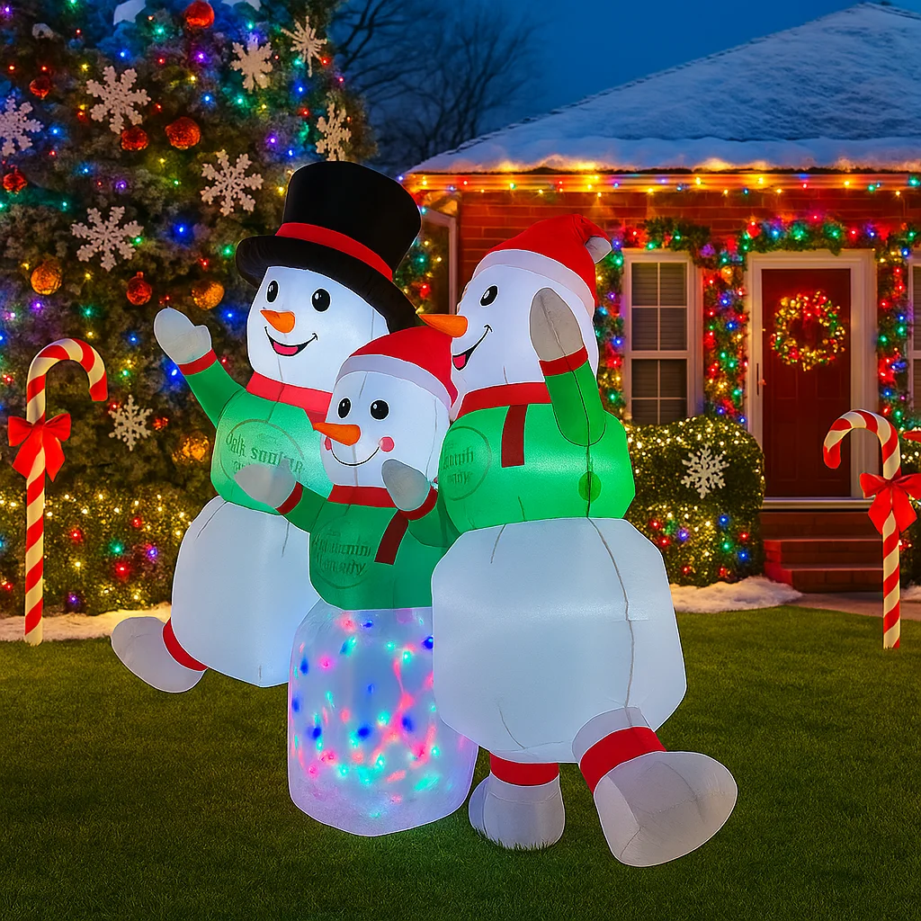 2.4 متر/7.8FT نفخ ثلج الأسرة أضواء خارجية LED ديكورات المنزل اللعب ساحة عيد الميلاد الحلي في الهواء الطلق نفخ الزينة #3