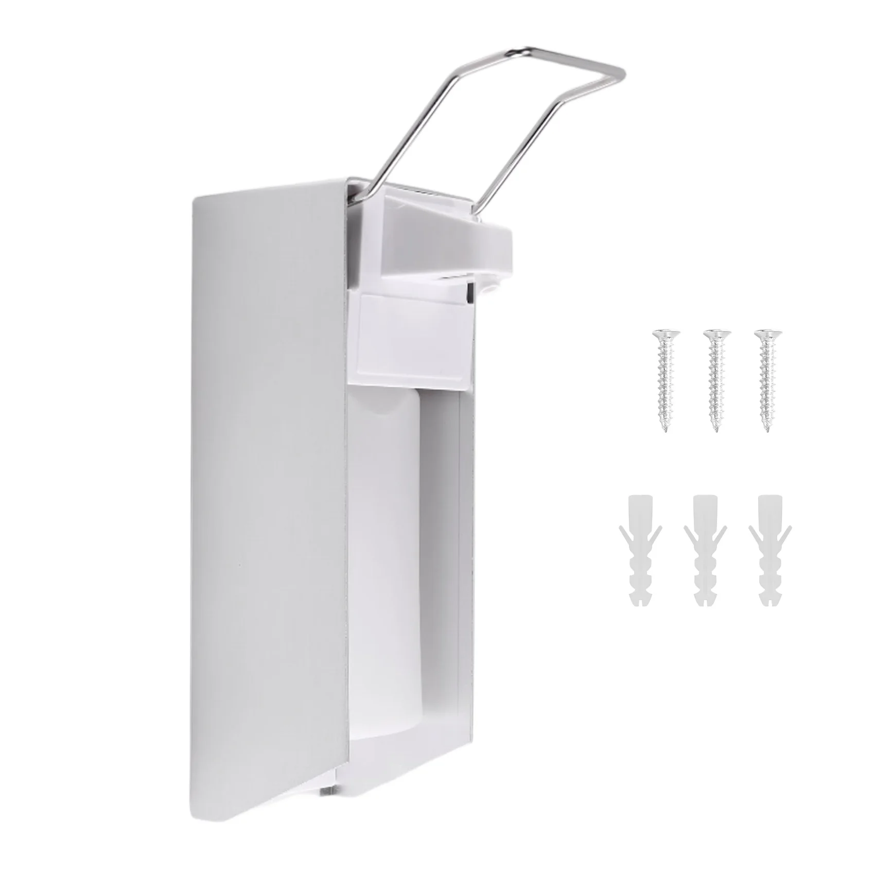 

AB41-Настенный дозатор для мыла с изогнутым дозирующим элементом для дезинфицирующих средств и жидкого мыла, белый, алюминиевый, 500 мл