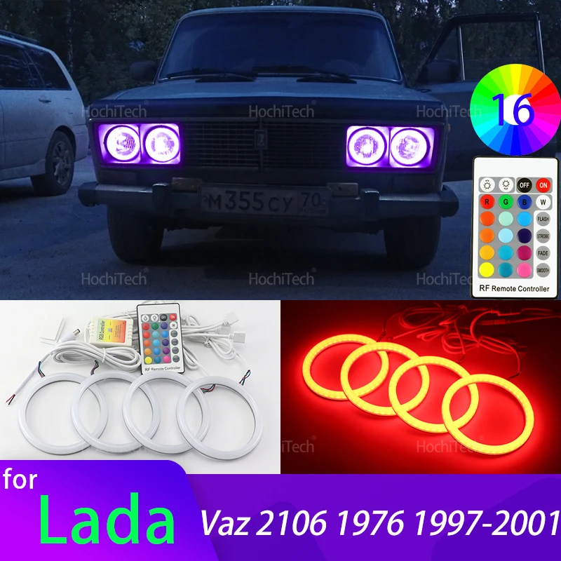 

Для Lada Vaz 2106 1976 1997 1998 1999 2000 2001 Аксессуары 16-цветные ультра яркие RGB хлопковые светодиодные кольца «ангельские глазки» дневного света