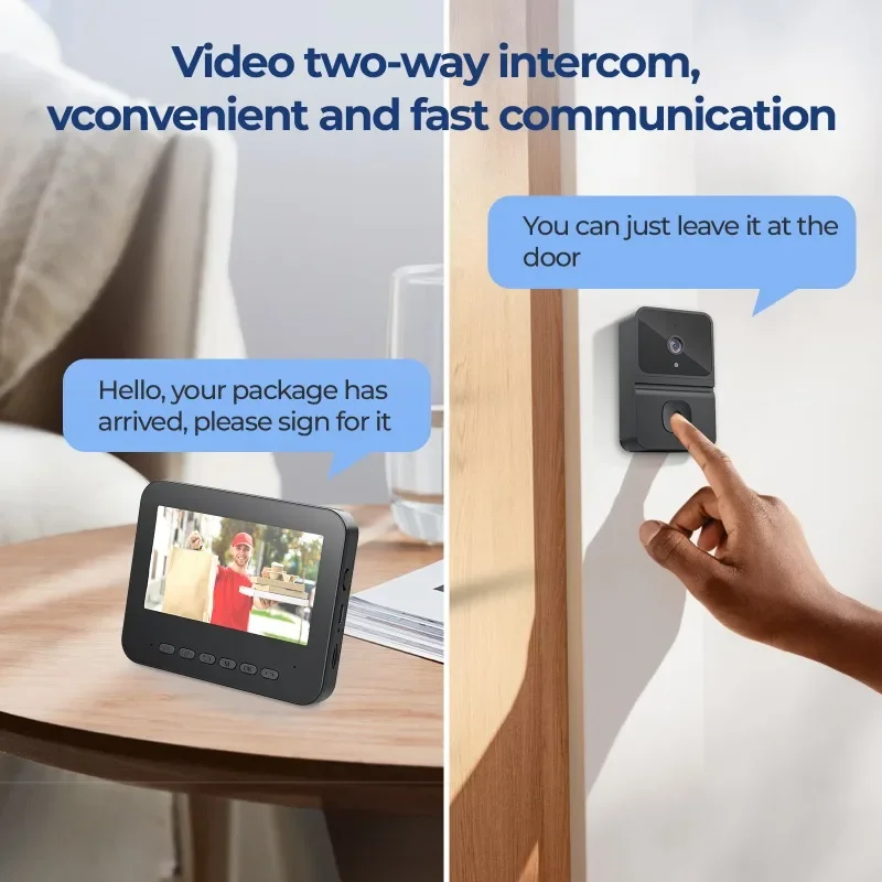 4.3 Polegada wi fi vídeo campainha sem fio em dois sentidos intercom infravermelho câmera de segurança em casa inteligente visão noturna visual campainha da porta