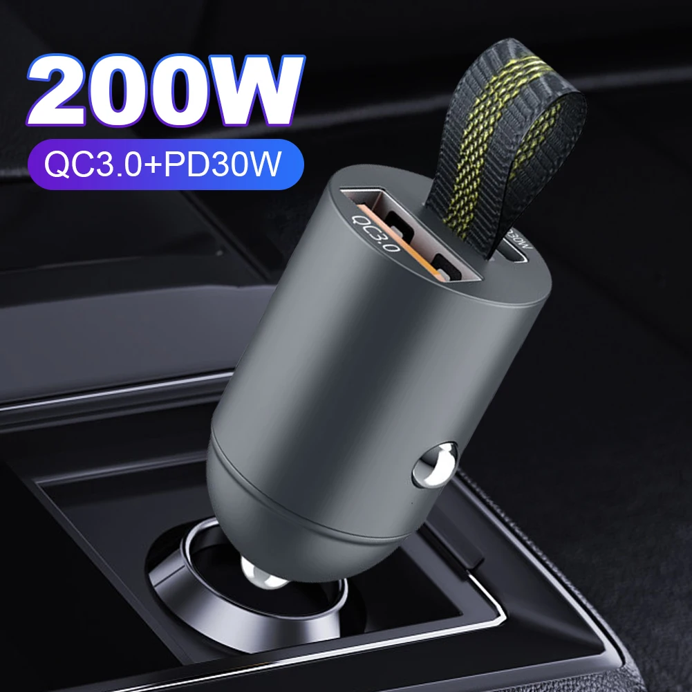 

200W Fast Charging Charger 12-24V Mini Car Charger Dual Port Charger Adapter USB Type-C Car Charger for Most Car Models