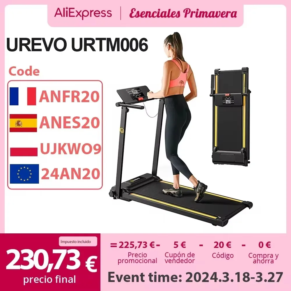 Foldi mini Treadmill Max Speed 1-10 km/h Walking Area 105*40cm Max Load 100kg 12 Built-in HIIT Programs