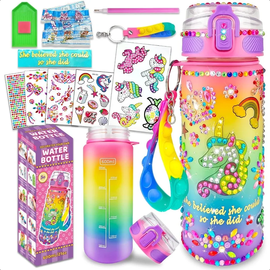 Decorar sus propios kits de botellas de agua para niñas de 46810 años, pintura artesanal, artes y manualidades divertidas, regalos, juguetes para niñas, cumpleaños, Chris