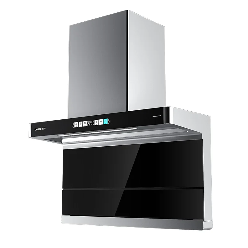 Electric Wall-Mounted Stainless Steel Tempered Glass Range Hood Aluminum Filter Vented Kitchen Extractor for Household Hotel