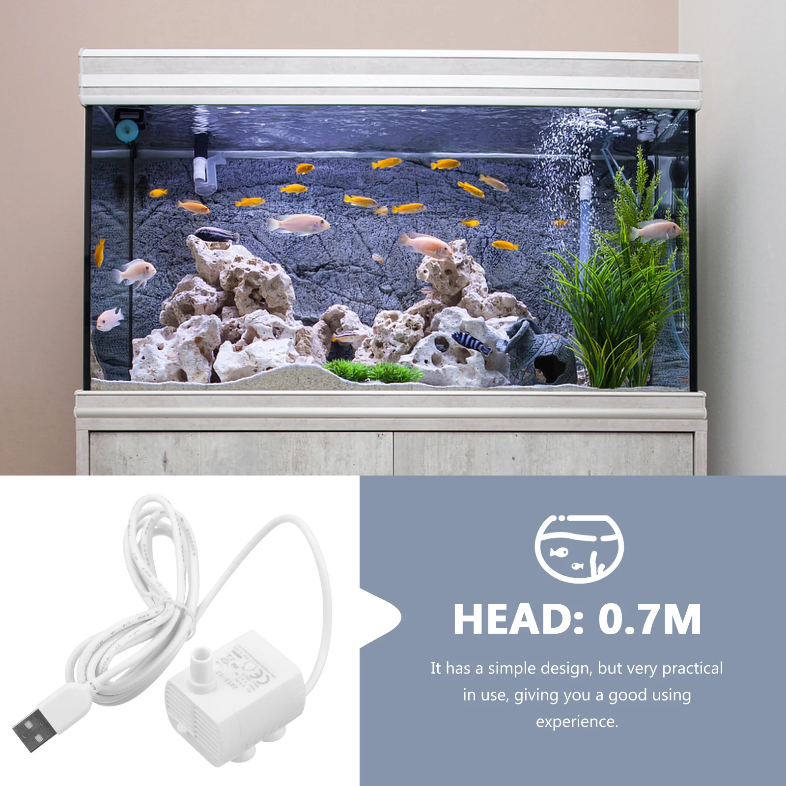 

Mini Submersible Pump Durable Plastic Water Pump Submersible White For Fish Tank Pond Oxygenation Small Fountain Aquarium
