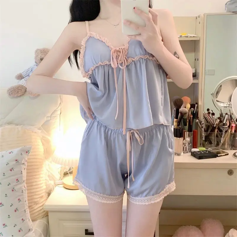 Pajama Sets Women Solid Simple Sexy Sweet Summer All-match Daily Ladies Designed Casual Basics Korean Style Charming Attractive