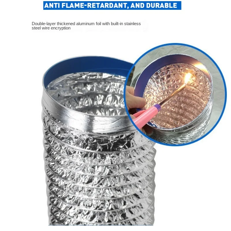 Tubo de ventilação de alumínio criptografado, tubo de fumo escalável, saída da cozinha, mangueira do exaustor do banheiro, 60mm, 80mm, 100mm, 110mm,