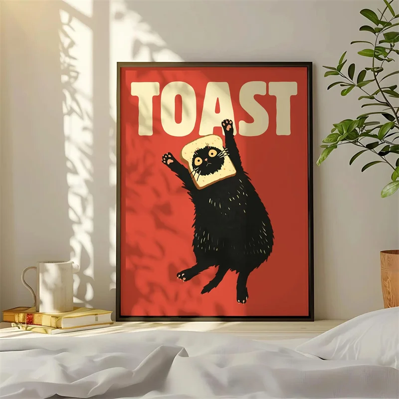 Modern Pop Black Cat Wall Art Print Funny Animal Poster Cute Kitten Illustration with Quotes Canvas Painting Gift Home Decor