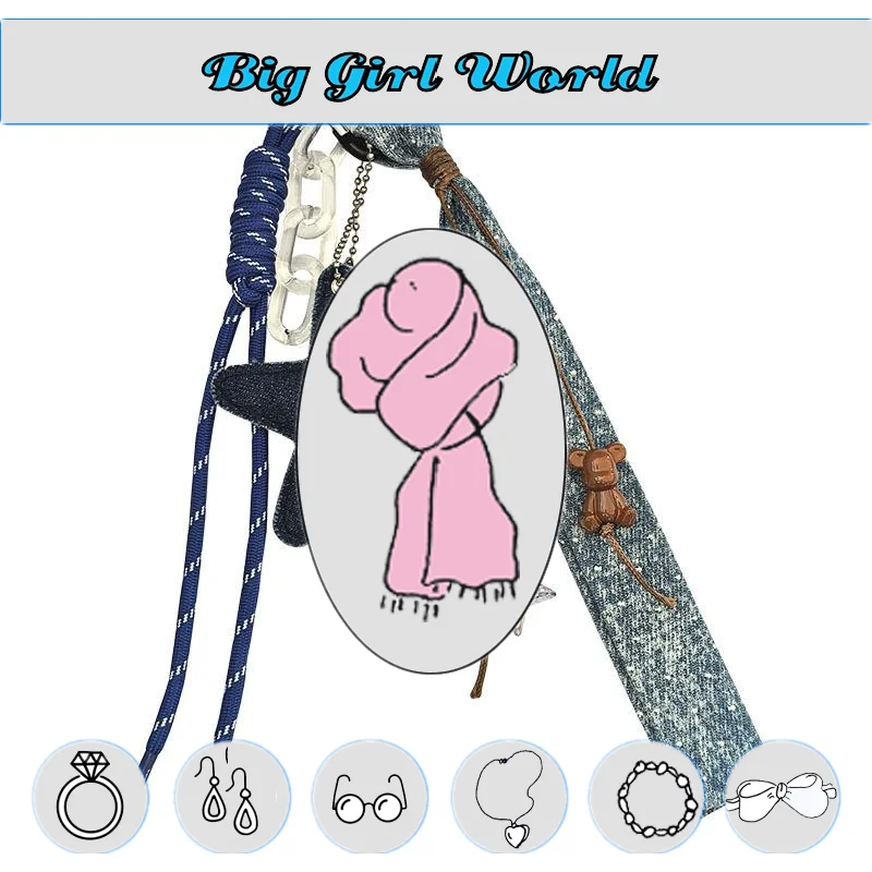 الإبداعية الدنيم نمط على شكل قلب الخماسية نجمة المنسوجة سلسلة مفاتيح قصيرة قلادة العصرية وباردة InS-نمط حقيبة قلادة #6