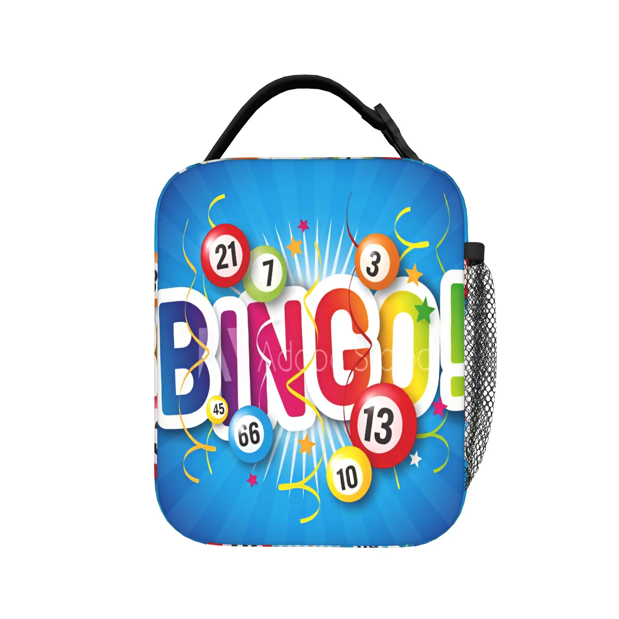 Bingo Balls Paper Game Lunch Bag For Child  Print Lunch Box Retro Picnic Cooler Bag Portable Oxford Thermal Lunch Bags
