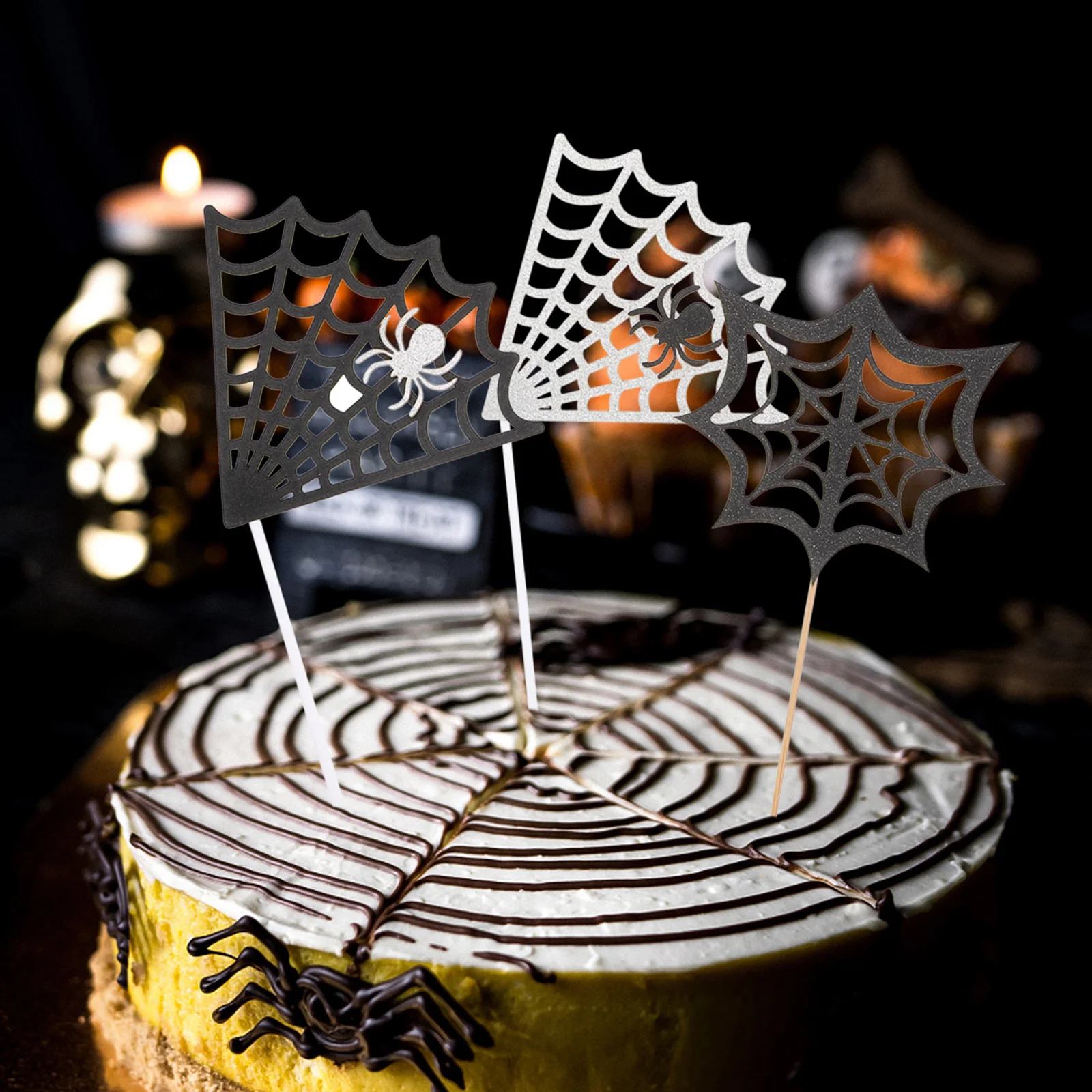 17 peças decorações aranha halloween bolo inserções enfeites de festa toppers