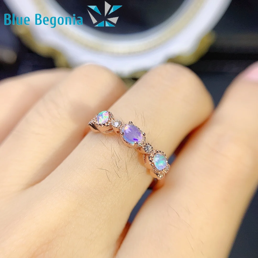 Natural Australian Opal Ring 3mm*4mm 3*3mm Gemstone Jewelry Rings for Women Wedding Engagement Gift