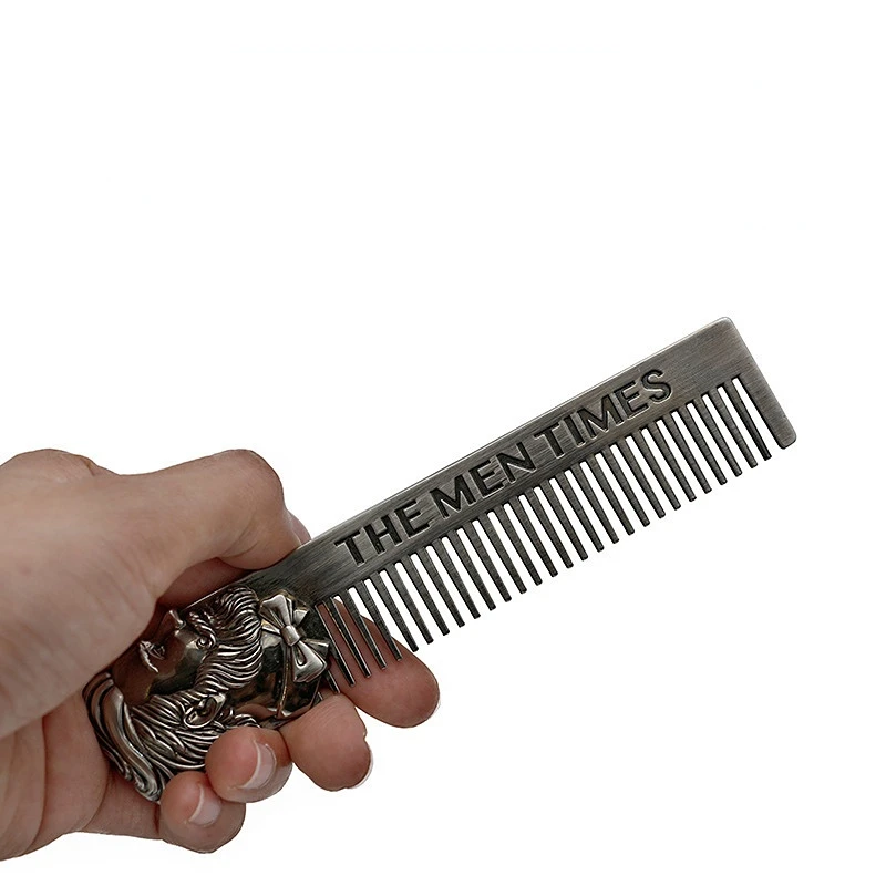 1PC Gentelman Barber Styling Metal Comb Stainless Steel Men Beard Comb Mustache Care Shaping Tools Pocket Size Silver Hair Comb