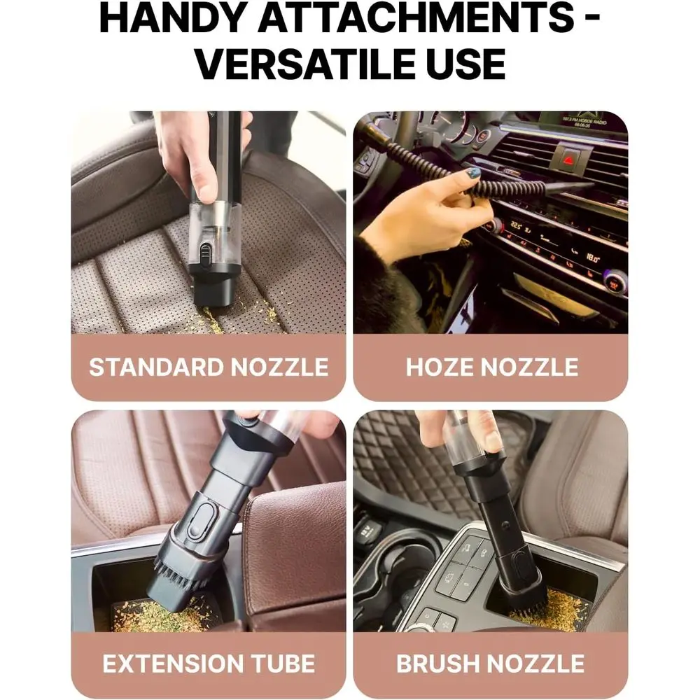 مكنسة كهربائية محمولة للسيارة باللون الأسود الصلب