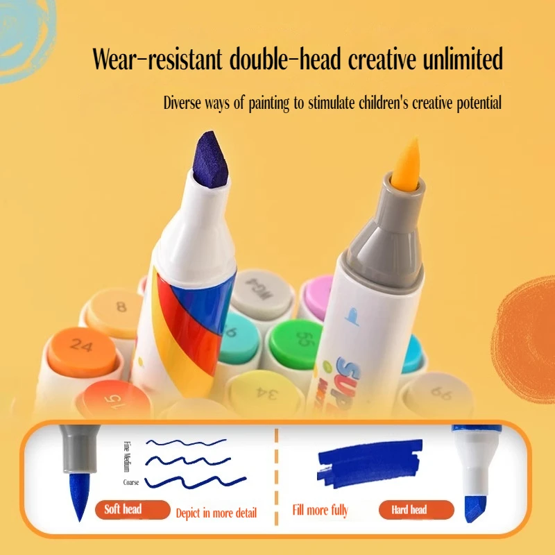 Children'S Washable Art Markers 24/36/48/60colors Double Ended Marker Student Manga Painting Drawing Pens School Accessories