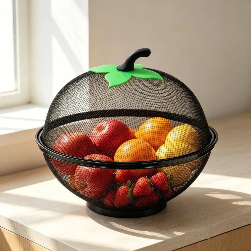 Quality with Mesh Cover Metal Fruit Basket Moisture Resistant Easy To Clean Veggies Organizer multifunctional Fruit Bowl Kitchen