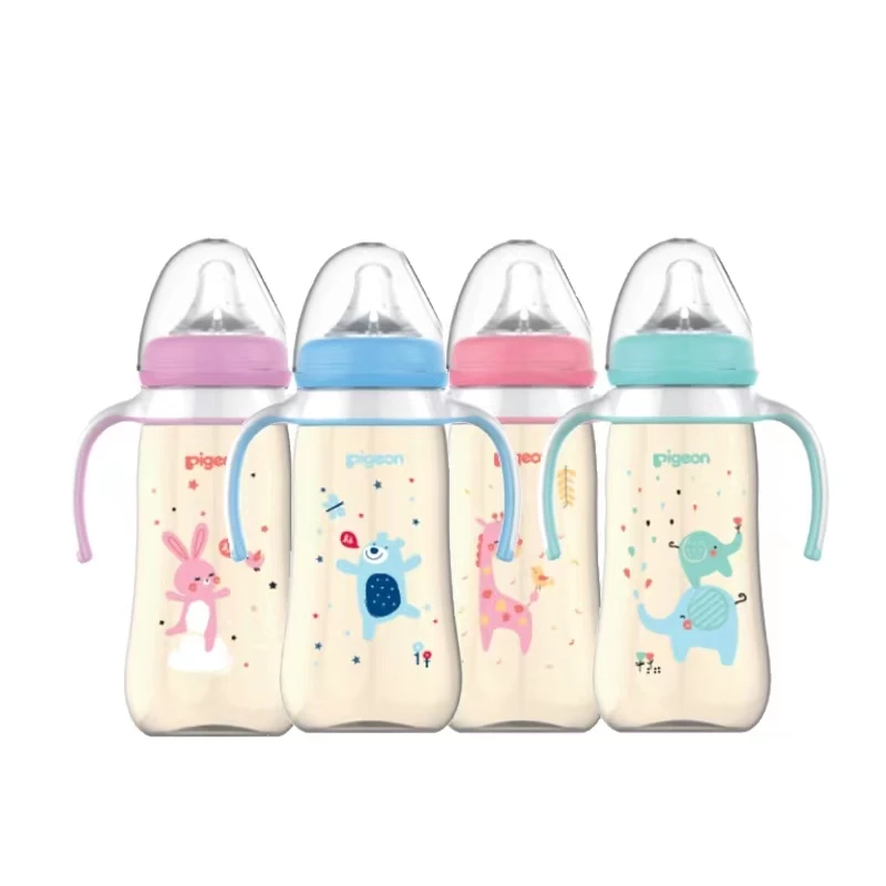 Pigeon Baby Bottle PPSU Elephant/Rabbit/Deer/Bear with L/LL Nipple 330ml Suitable for Baby Bottles Pink/Green