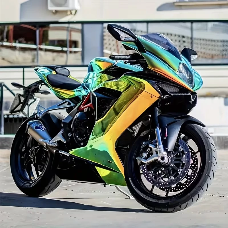 

Premium Iridescent Gloss Rainbow Holographic Chrome Green Vinyl Wrap Film Roll Air Release Self Adhesive Decal Car Wrapping Foil