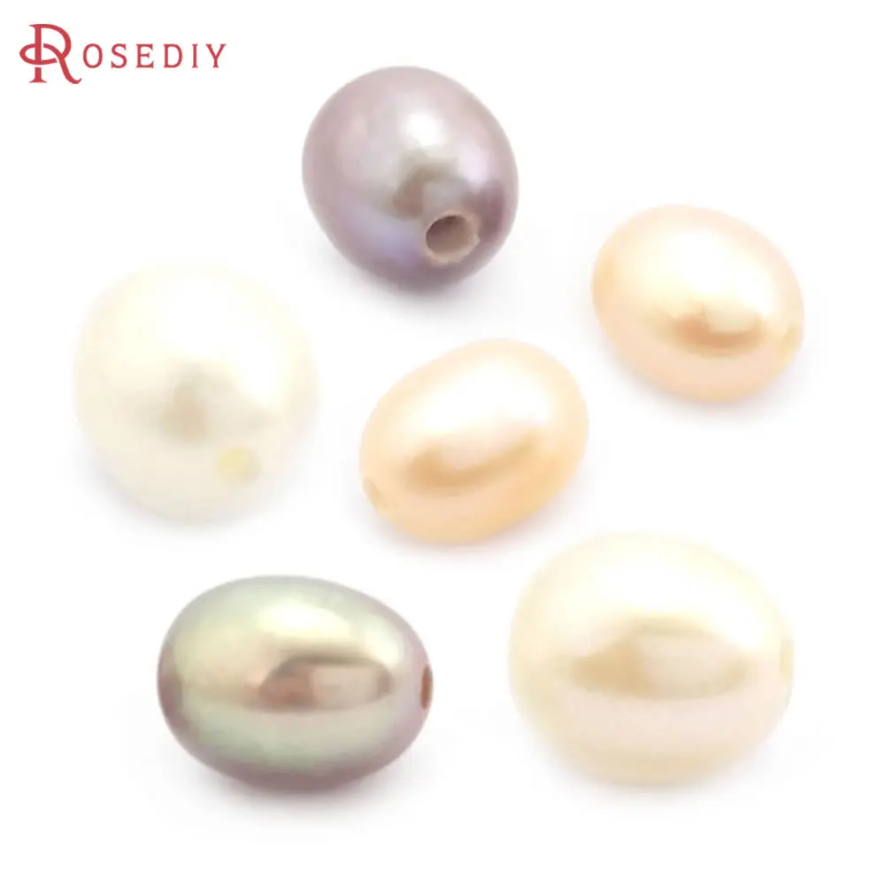 Natural Pearl Color Natural Freshwater Pearl Oval Shape with Half Hole Beads Jewelry Making Supplies Diy Findings Accessories