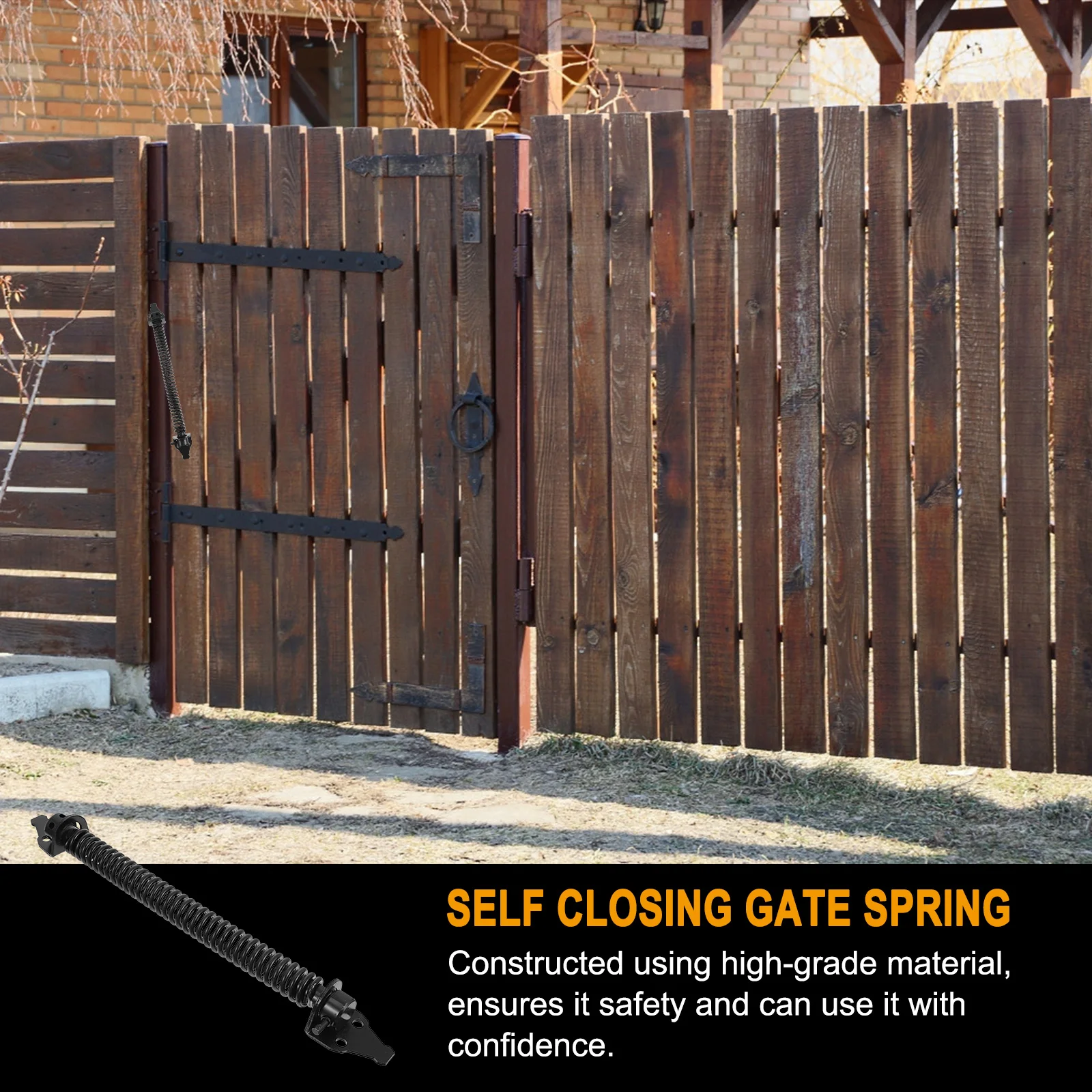 

Self Closing Gate Spring Hinge for Fence Door Outdoor Wood Box Villa Courtyard Heavy Duty Smooth Polished Anti Rust Treated