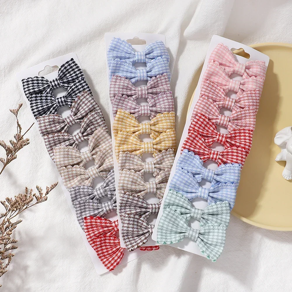 10 Teile/satz Nette Plaid Print Haar Bogen Clips für Mädchen Kinder Mini Bowbot Haarnadeln Barrettes Headwear Süße Haar Zubehör