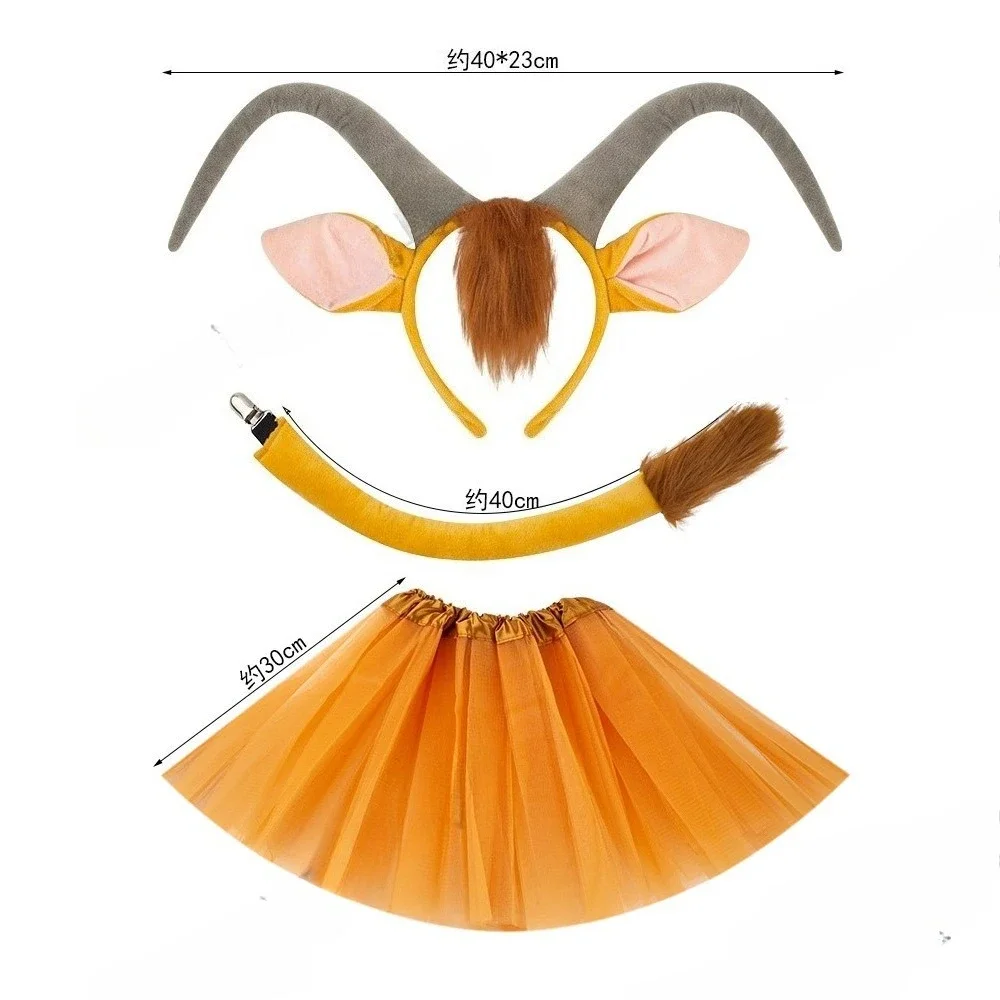 الفتيات الفتيان عيد الميلاد الحيوان الماعز زي توتو مجموعة آذان وأبواق يتوهم هالوين تأثيري اللباس حزب عقال الذيل ربطة العنق