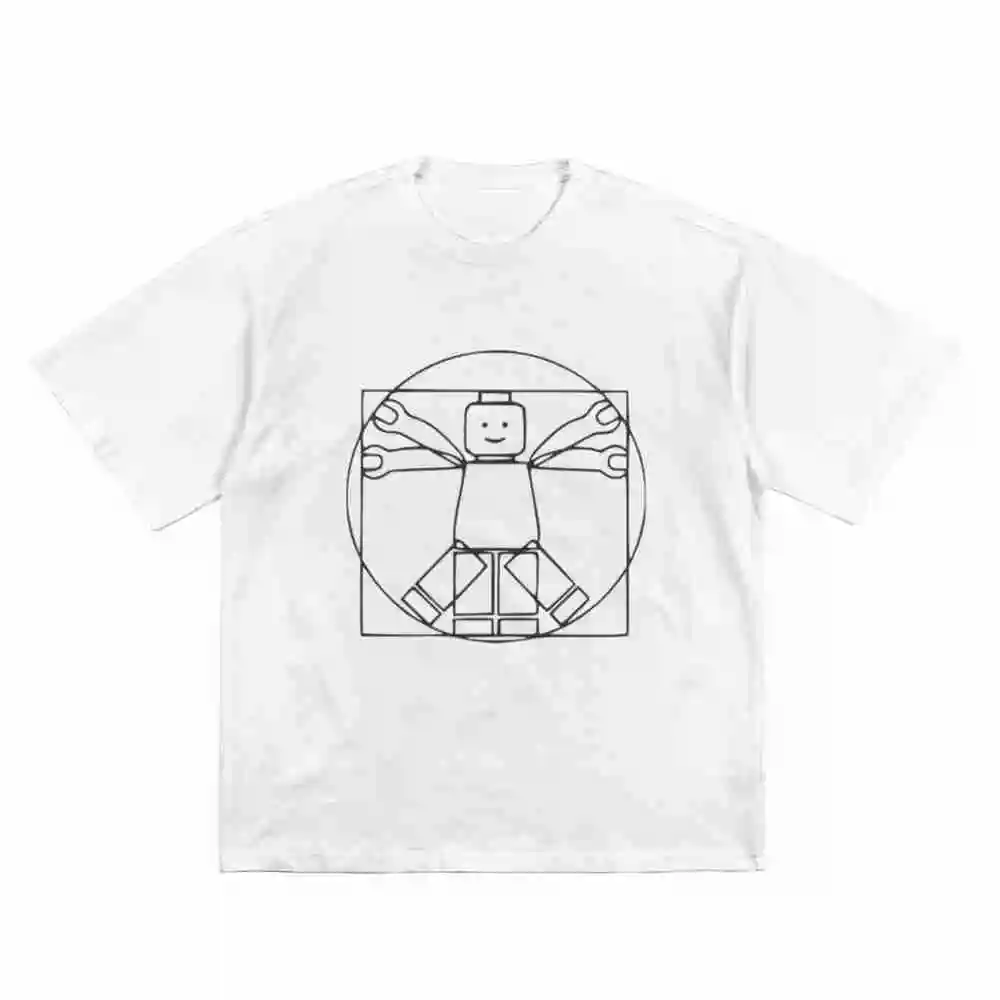 Brick Face Vitruvian Man Short Sleeve Tee 100% Cotton T-Shirt