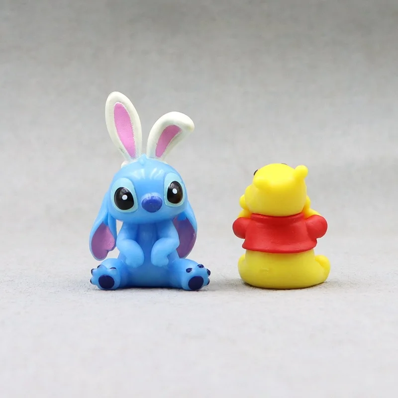 Cartoon Cute Stitch Pooh Bear Donald Duck  Action Figures Doll Decor Car Interior Desktop Miniature Ornament Accessories Toys