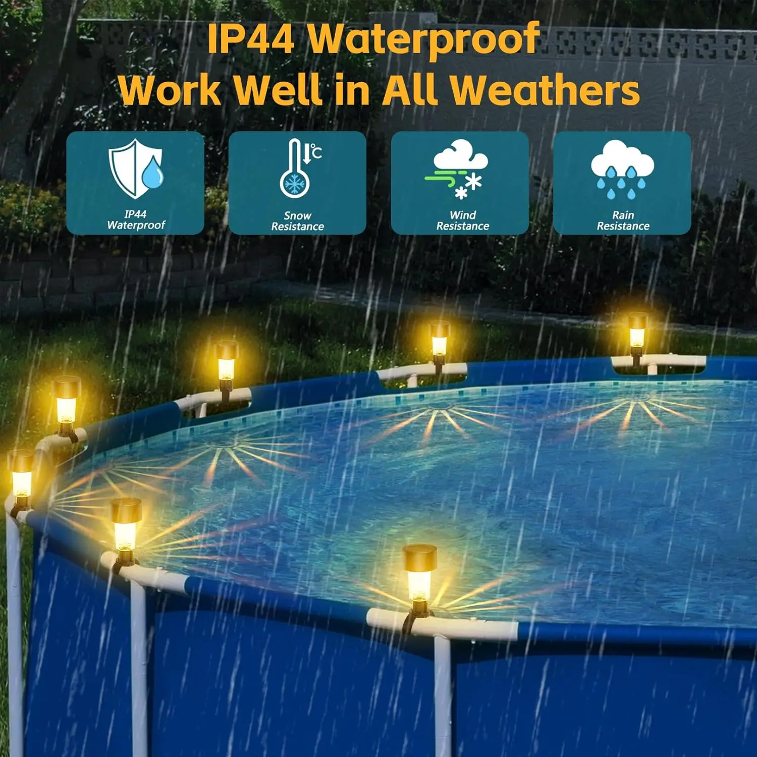 6 Pack Solar Pool Lights - Waterproof LED Lights for  Pool Decoration,Outdoor Swimming Pool Accessories with Warm White Lights