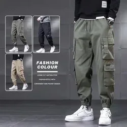 Multi-pocket Overalls For Men, Japanese Fashion Brand, Large Size, Loose Leg-Tie Spring And Autumn Welding Outdoor Work Pants