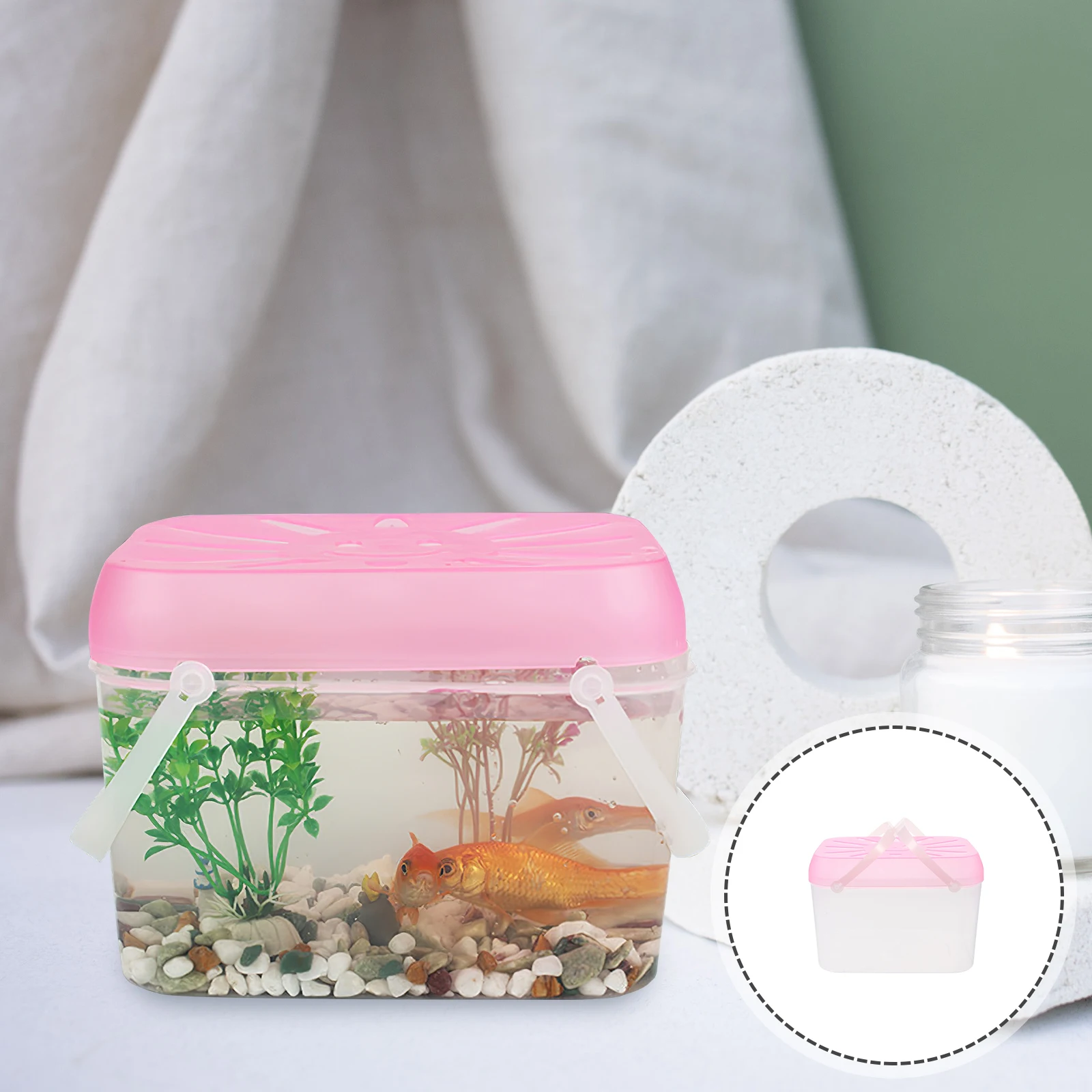 

Transparent PP Plastic Fish Tank Breathable Cutout Design Portable Aquarium for Small Pets Ideal for Home Restaurant Shop Use