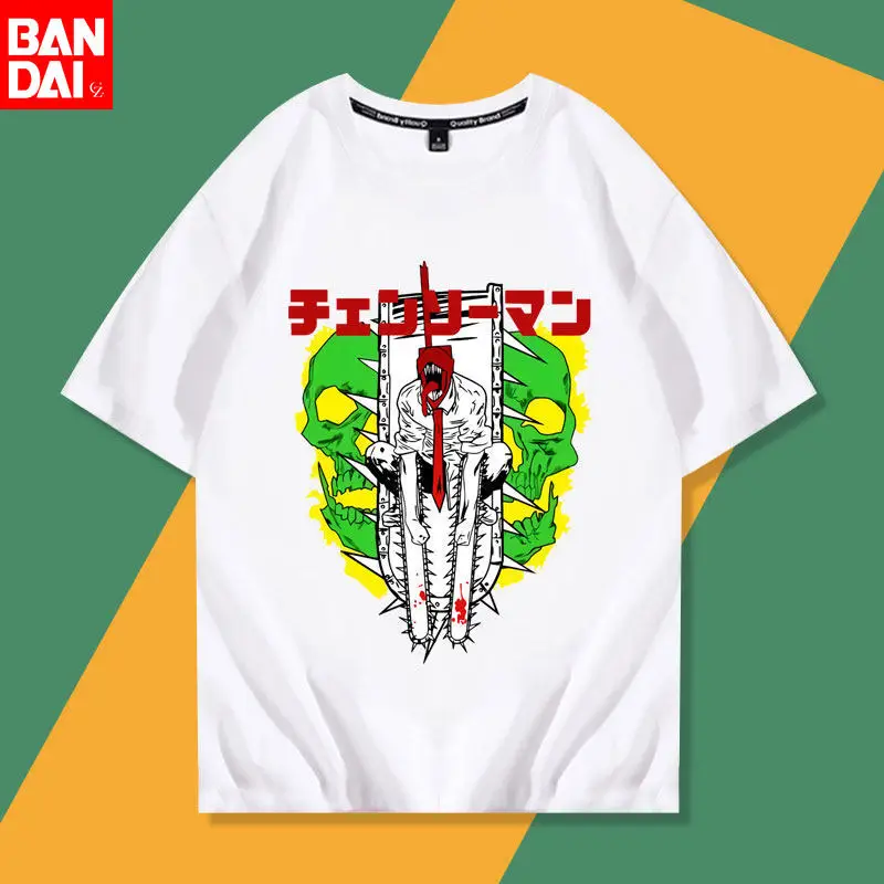 

Chainsaw Man Denji Hybrid Form Skull Green Print White T Shirt 2026 Summer Oversized Streetwear Anime Graphic Tee for Men Women